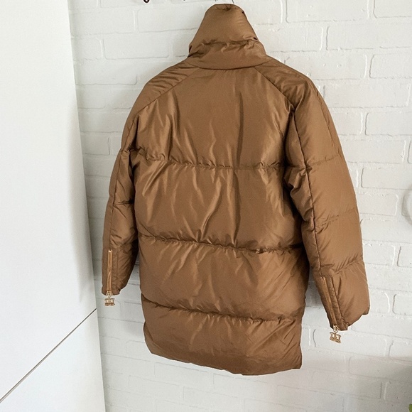 DSQUARED Down Women’s Parks Jacket Puffer Tan Gold Bronze Luxury S Oversized - Picture 3 of 16